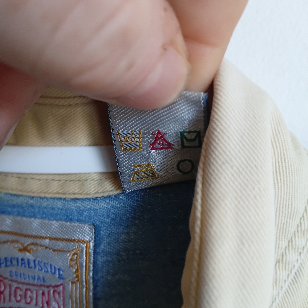 Vintage Riggins Two-Tone Denim & Khaki Button-Up Shirt Medium 80s 90s Cowboy - Picture 9 of 16